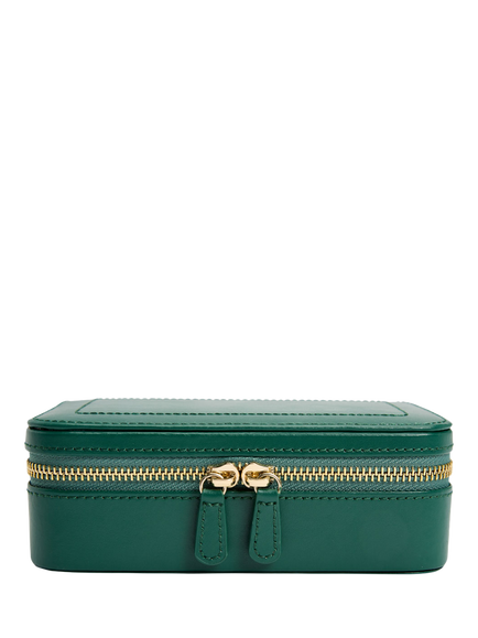 WOLF Sophia Leather Travel Zip Jewel Case, Forest Green