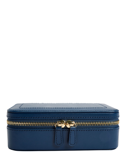 WOLF Sophia Leather Travel Zip Jewel Case, Indigo