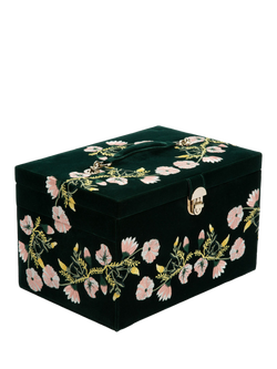 WOLF Zoe Velvet Jewellery Box, Large - view 2, Forest Green