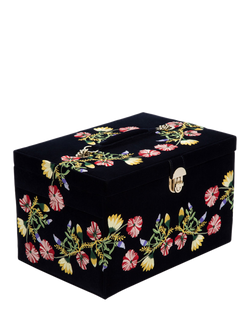 WOLF Zoe Velvet Jewellery Box, Large - view 2, Indigo