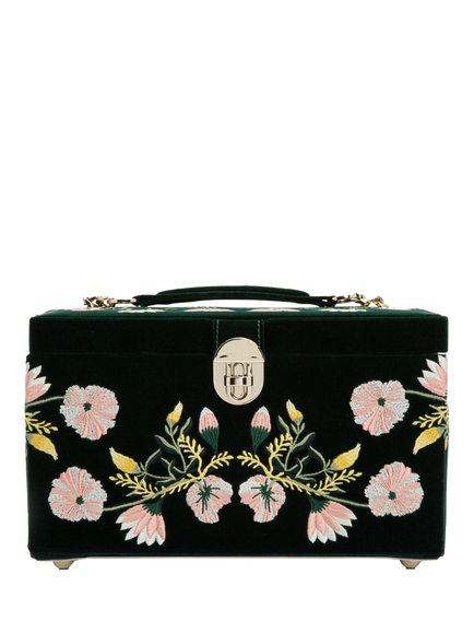 WOLF Zoe Velvet Jewellery Box, Medium, Forest Green
