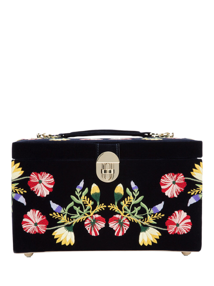 WOLF Zoe Velvet Jewellery Box, Medium, Indigo
