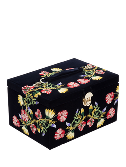 WOLF Zoe Velvet Jewellery Box, Medium - view 2, Indigo