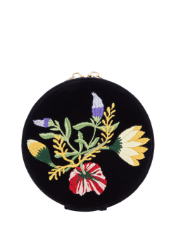 WOLF Zoe Velvet Round Travel Jewellery Case, Indigo