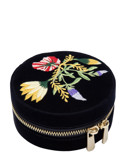 WOLF Zoe Velvet Round Travel Jewellery Case - view 2, Indigo
