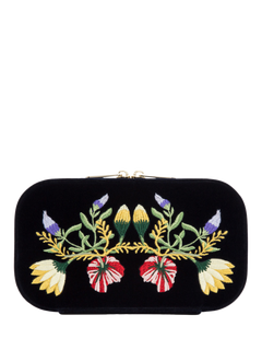 WOLF Zoe Velvet Rectangular Travel Jewellery Case, Indigo