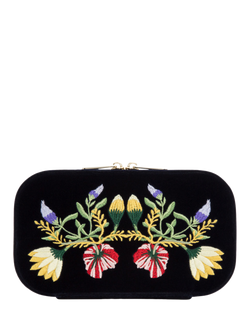 WOLF Zoe Velvet Rectangular Travel Jewellery Case, Indigo