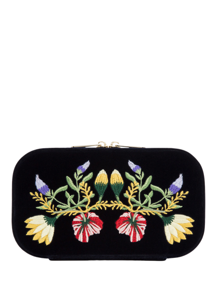 WOLF Zoe Velvet Rectangular Travel Jewellery Case, Indigo