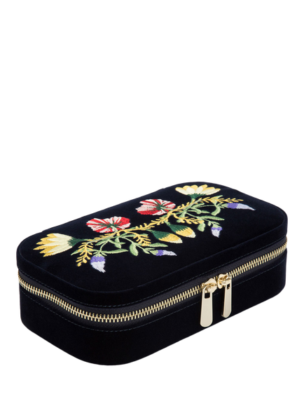 WOLF Zoe Velvet Rectangular Travel Jewellery Case - view 2, Indigo