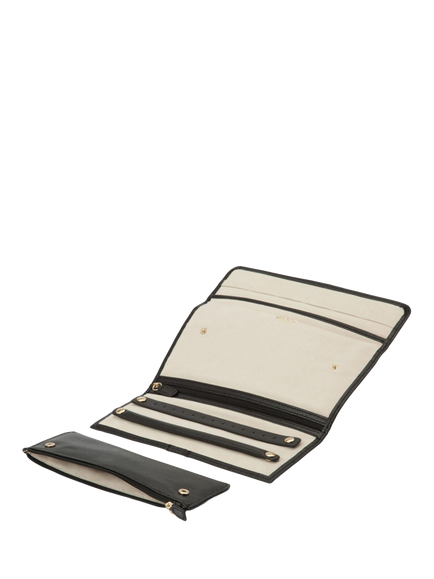 WOLF Palermo Leather Jewellery Roll, Black Anthracite