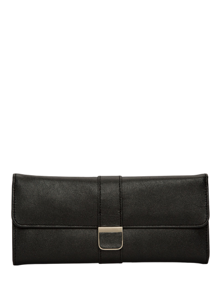 WOLF Palermo Leather Jewellery Roll - view 2, Black Anthracite