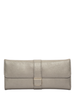 WOLF Palermo Leather Jewellery Roll, Pewter