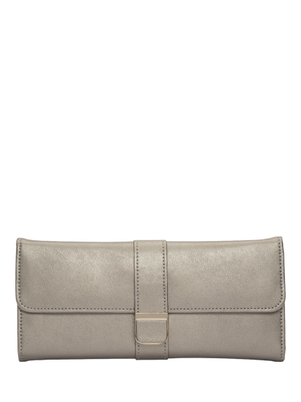 WOLF Palermo Leather Jewellery Roll, Pewter