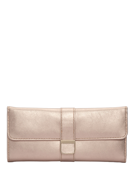 WOLF Palermo Leather Jewellery Roll, Rose Gold