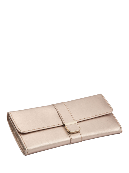 WOLF Palermo Leather Jewellery Roll - view 2, Rose Gold