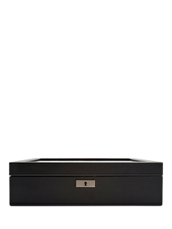 WOLF Axis Vegan Leather 10 Piece Watch Box, Grey Steel
