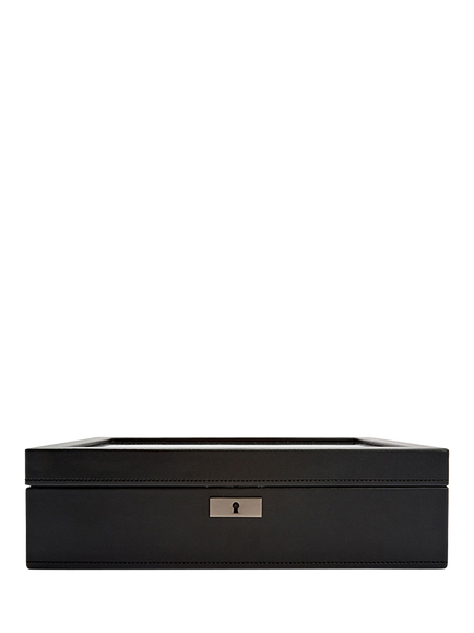 WOLF Axis Vegan Leather 10 Piece Watch Box, Grey Steel