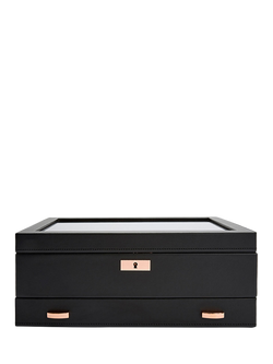 WOLF Axis Vegan Leather 10 Piece Watch Box with Storage, Copper, Copper