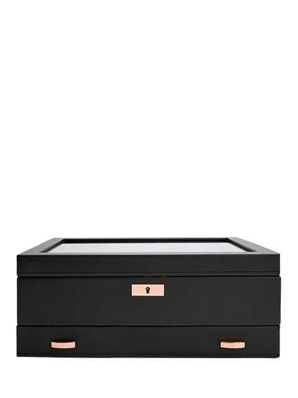 WOLF Axis Vegan Leather 10 Piece Watch Box with Storage, Copper, Copper