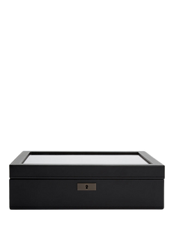 WOLF Axis Vegan Leather 15 Piece Watch Box, Grey Steel