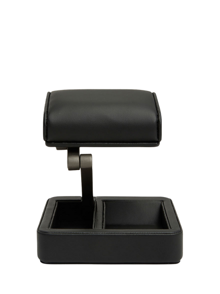 WOLF Axis Vegan Leather Travel Watch Stand, Grey Steel