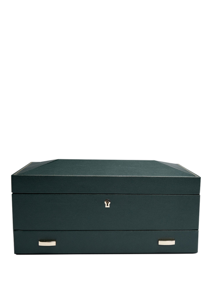 WOLF British Racing Vegan Leather 10 Piece Watch Box, Green