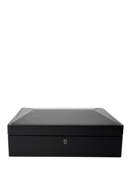WOLF British Racing Vegan Leather 15 Piece Watch Box, Black