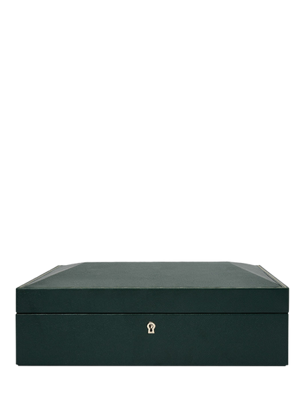 WOLF British Racing Vegan Leather 15 Piece Watch Box, Green