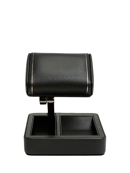 WOLF British Racing Vegan Leather Single Travel Watch Stand, Black