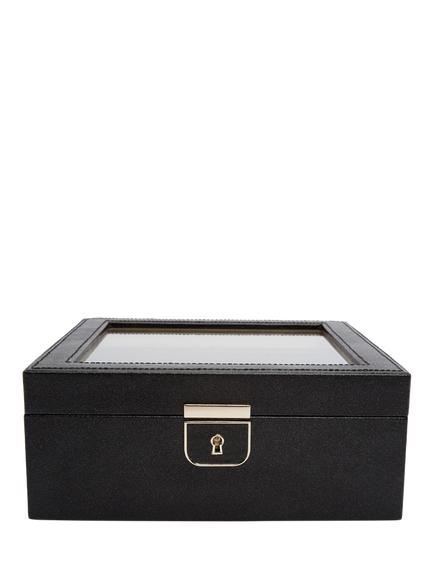 WOLF Palermo Leather 6 Piece Watch Box, Black Anthracite
