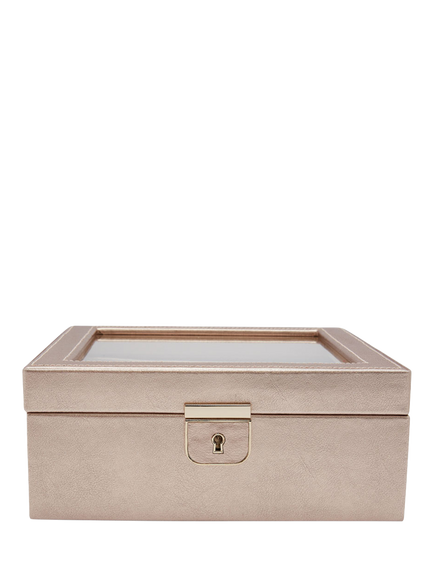 WOLF Palermo Leather 6 Piece Watch Box, Rose Gold