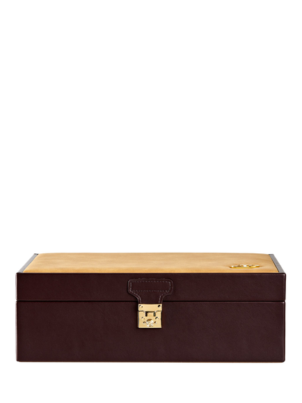 WOLF Philipp Vegan Leather & Nubuck Watch and Jewellery Lifestyle Box, Chestnut, Chestnut