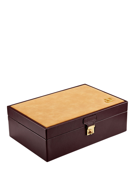 WOLF Philipp Vegan Leather & Nubuck Watch and Jewellery Lifestyle Box, Chestnut - view 2, Chestnut