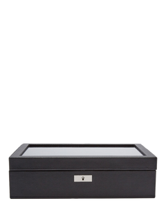 WOLF Roadster Vegan Leather 10 Piece Watch Box with Storage, Black