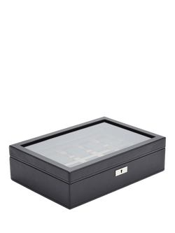 WOLF Roadster Vegan Leather 10 Piece Watch Box with Storage, Black - view 2, Black