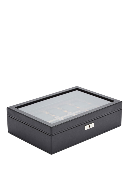 WOLF Roadster Vegan Leather 10 Piece Watch Box with Storage, Black - view 2, Black