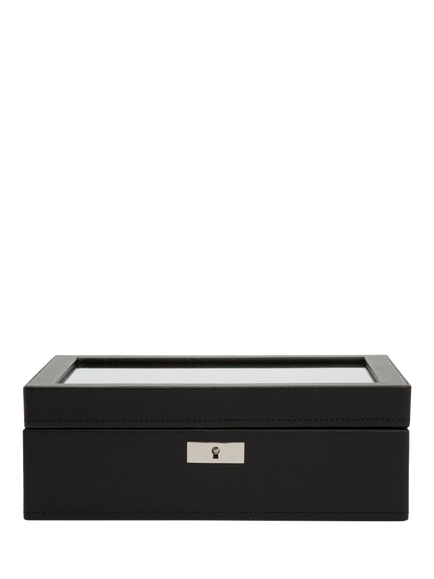 WOLF Roadster Vegan Leather 8 Piece Watch Box, Black, Black