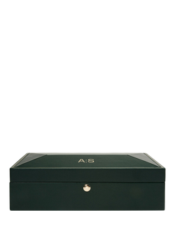 WOLF X Analog Shift Vintage Collection Vegan Leather 10 Piece Watch Box, Green, Green