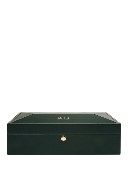 WOLF X Analog Shift Vintage Collection Vegan Leather 10 Piece Watch Box, Green, Green