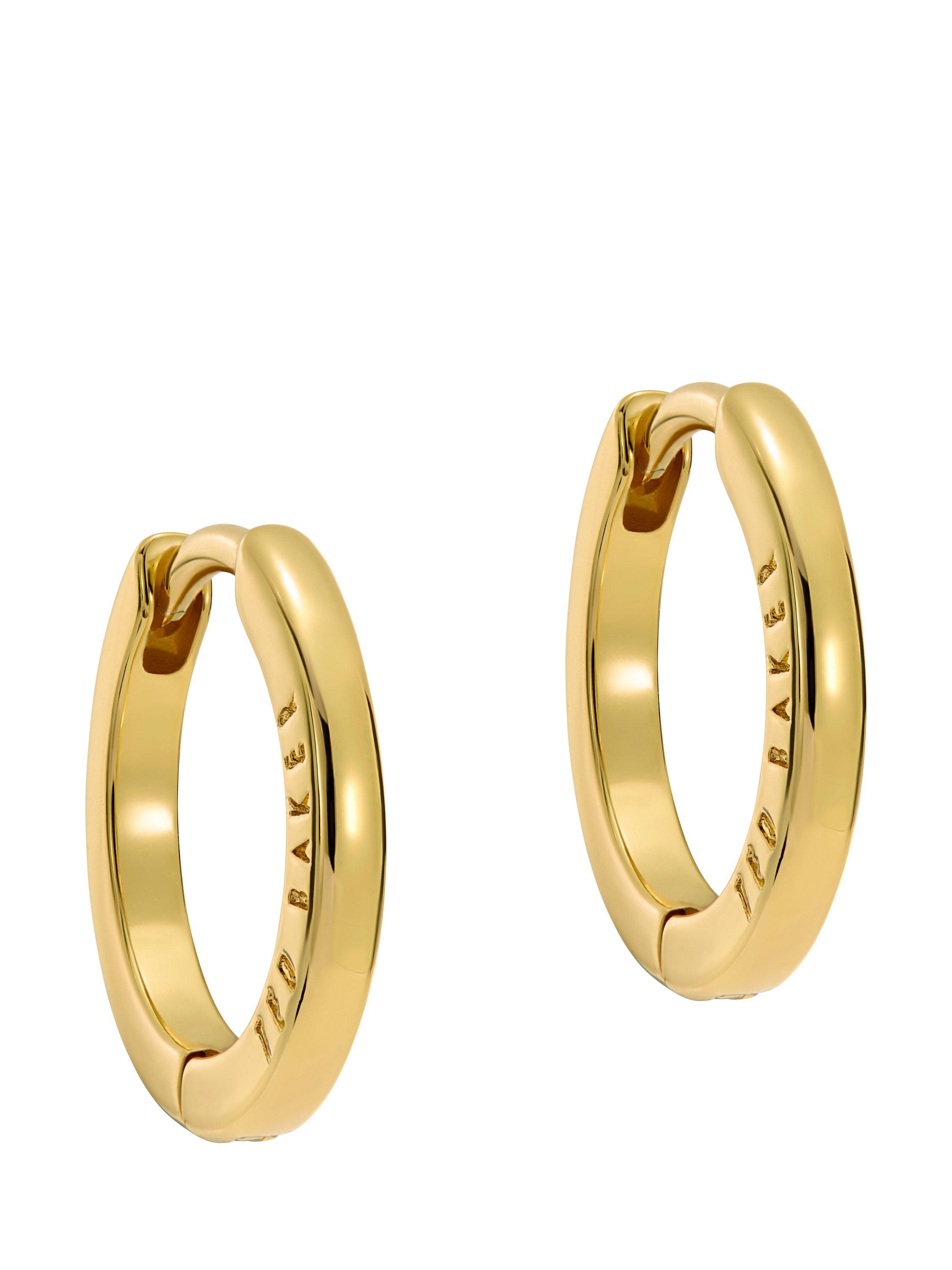 Product image 1 of 5, which shows Ted Baker Crisele 14mm Logo Hoop Earrings, Gold
