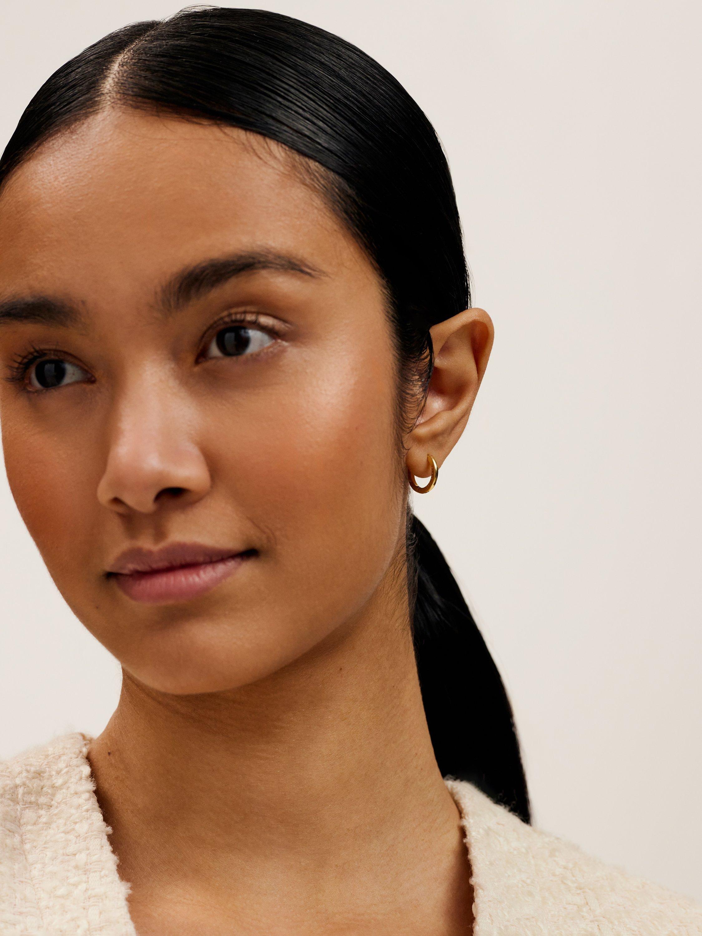 Product image 3 of 5, which shows Ted Baker Crisele 14mm Logo Hoop Earrings, Gold