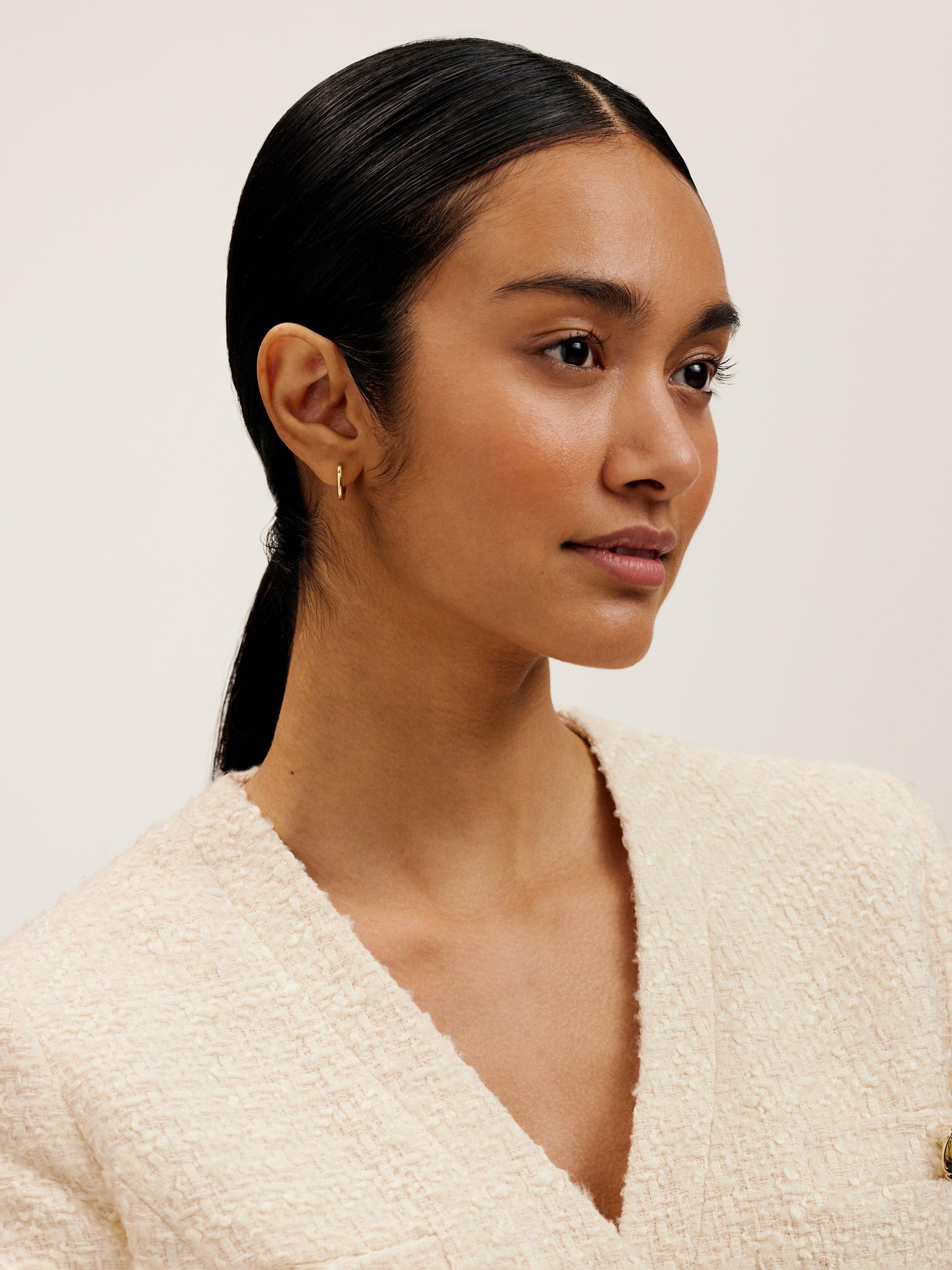 Product image 5 of 5, which shows Ted Baker Crisele 14mm Logo Hoop Earrings, Gold