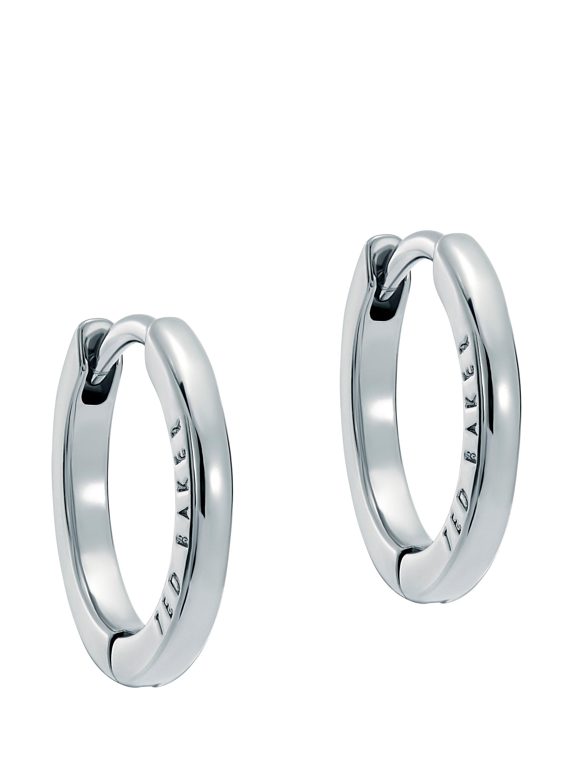 Product image 1 of 5, which shows Ted Baker Crisele 14mm Logo Hoop Earrings, Silver