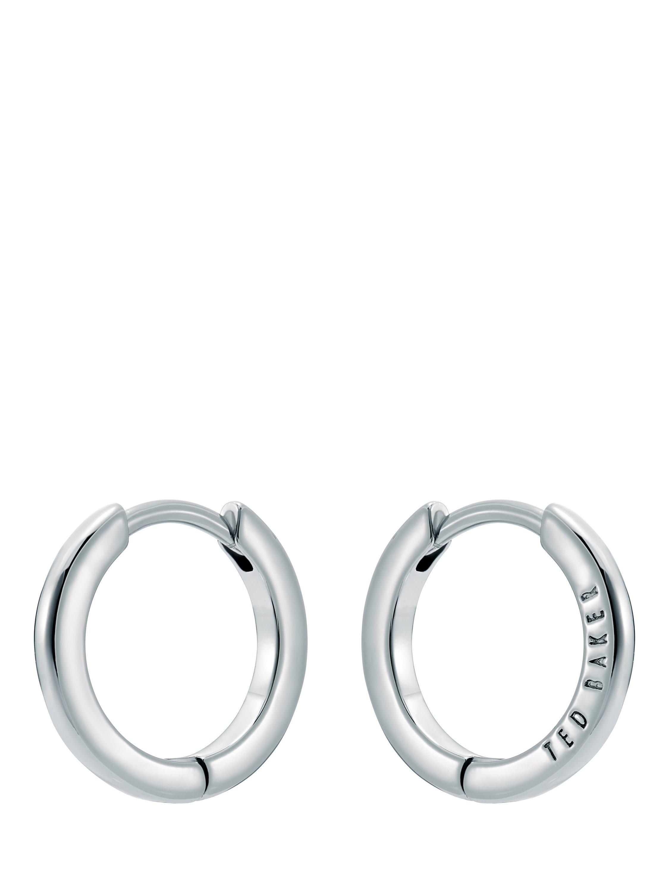 Product image 2 of 5, which shows Ted Baker Crisele 14mm Logo Hoop Earrings, Silver