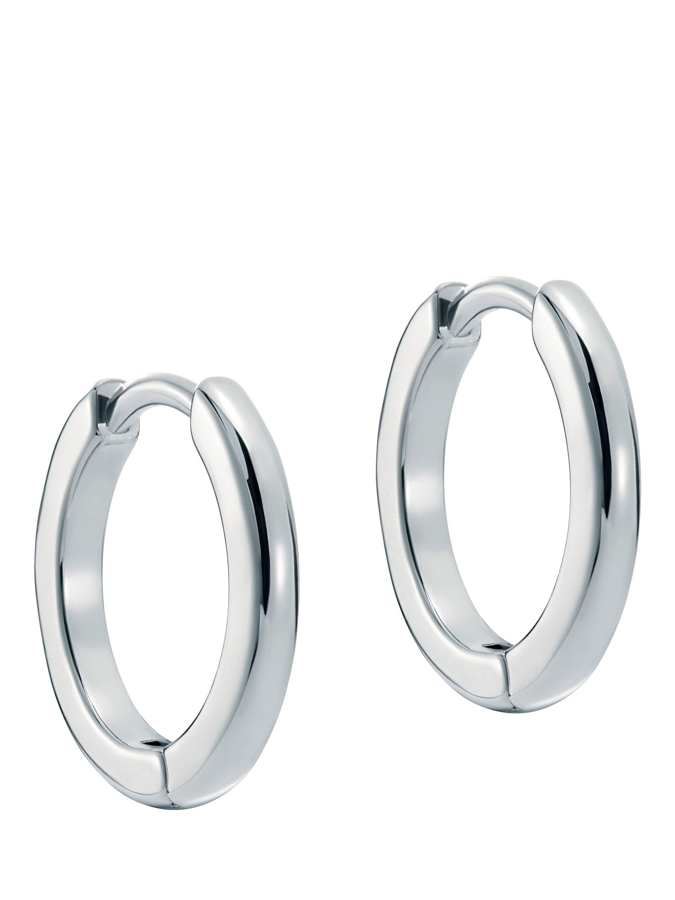 Product image 4 of 5, which shows Ted Baker Crisele 14mm Logo Hoop Earrings, Silver