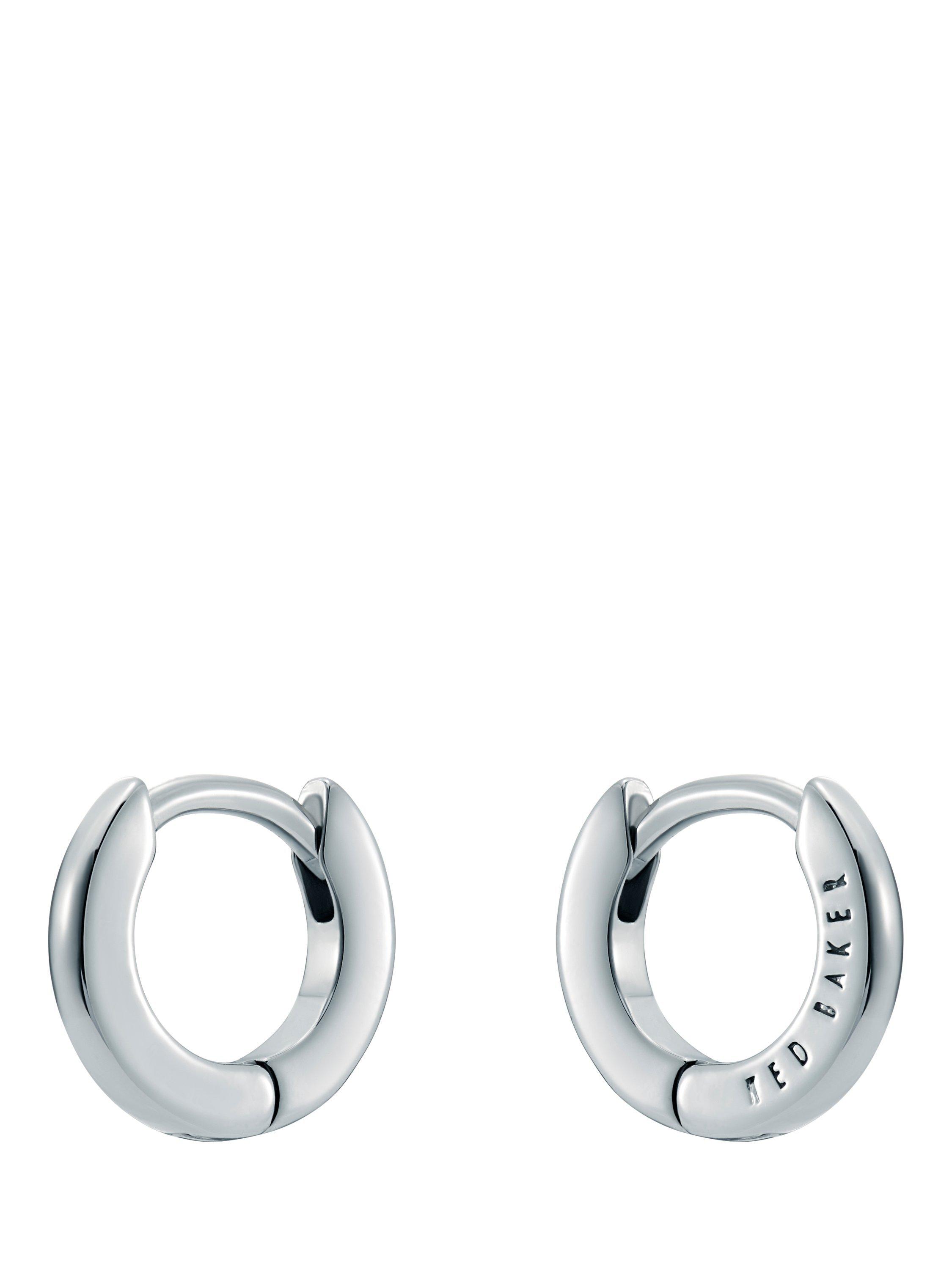 Product image 2 of 5, which shows Ted Baker Crisete 10mm Logo Hoop Earrings, Silver