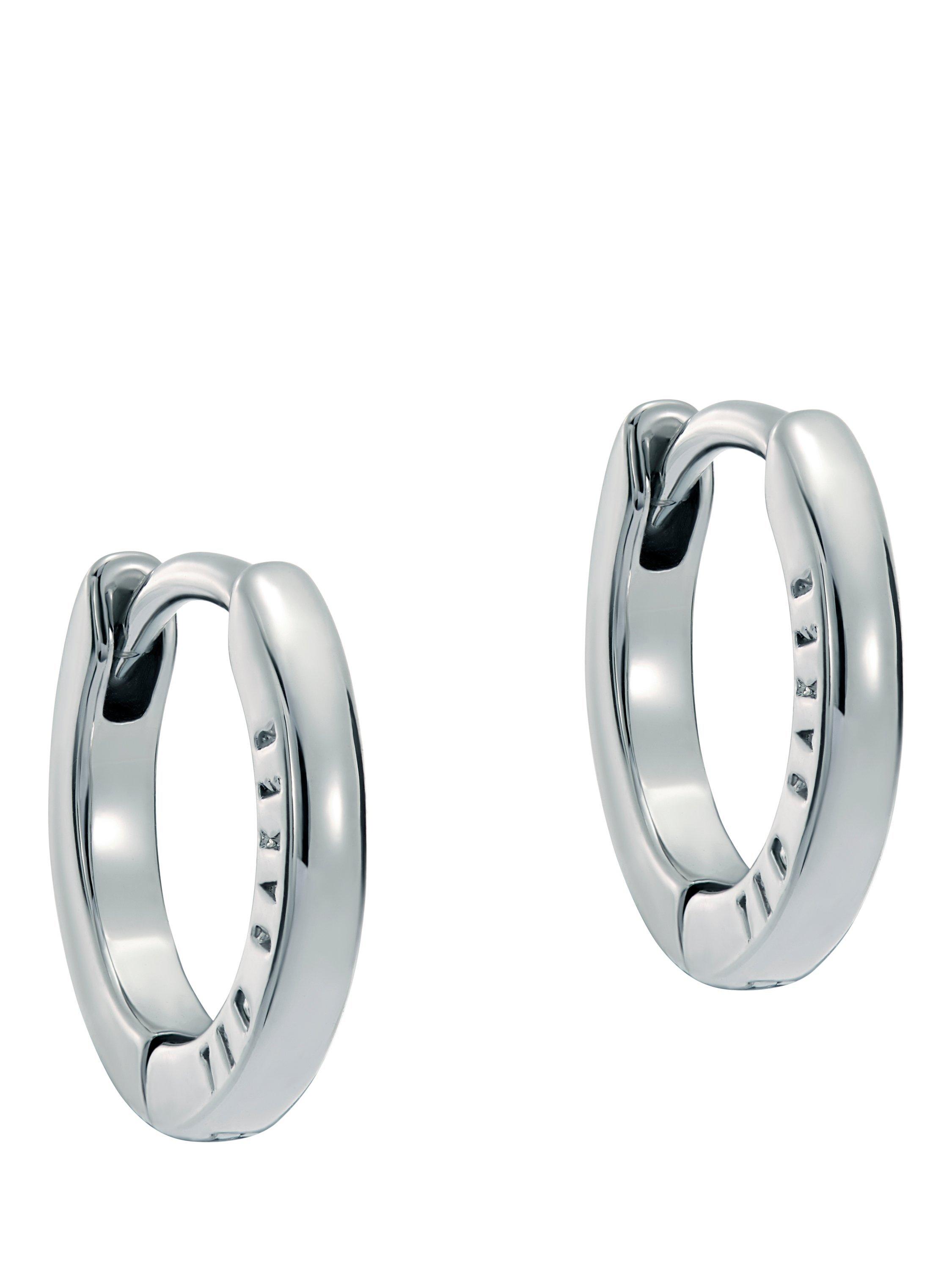 Product image 1 of 5, which shows Ted Baker Crislie 12mm Logo Hoop Earrings, Silver