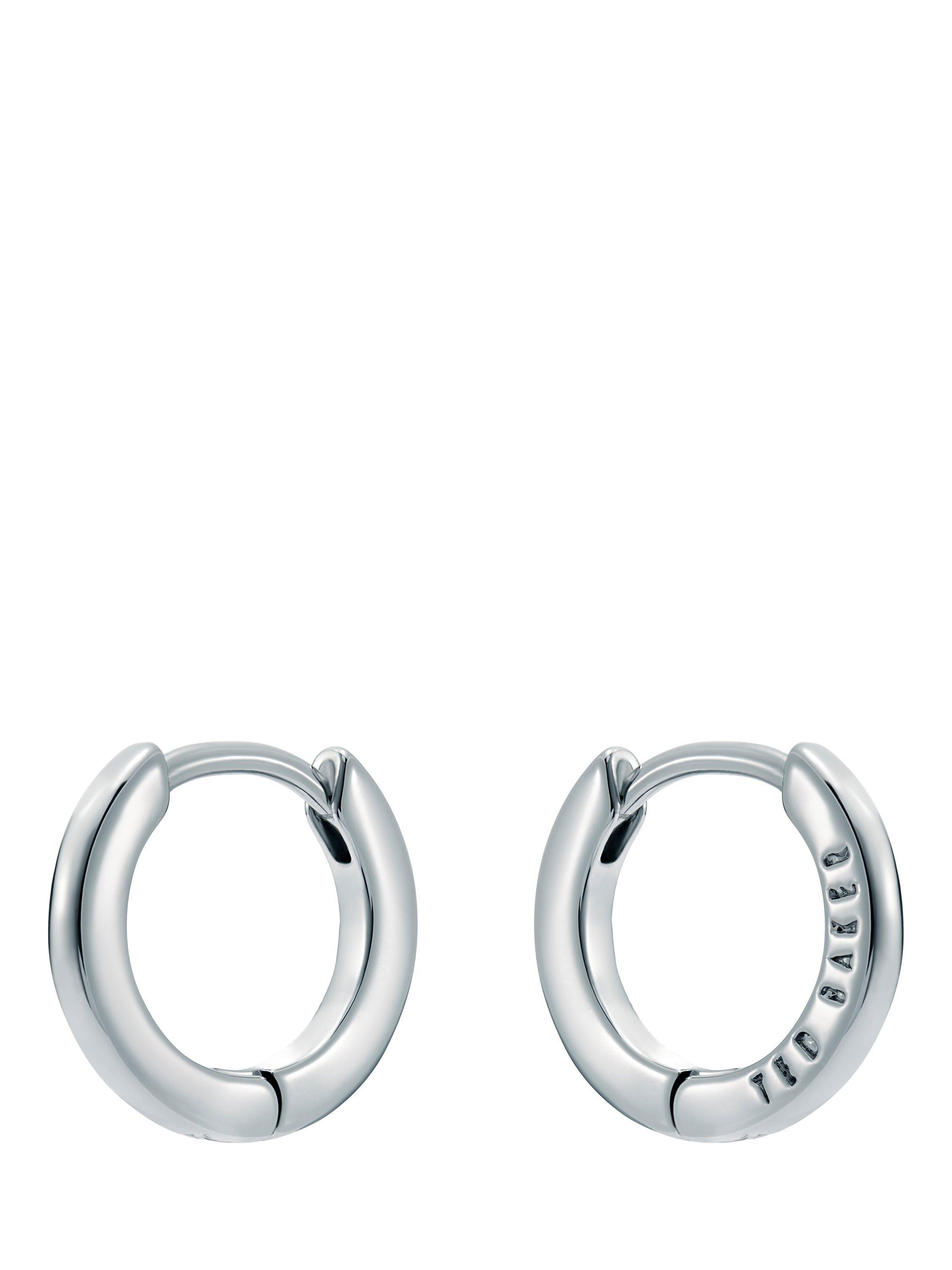 Product image 2 of 5, which shows Ted Baker Crislie 12mm Logo Hoop Earrings, Silver