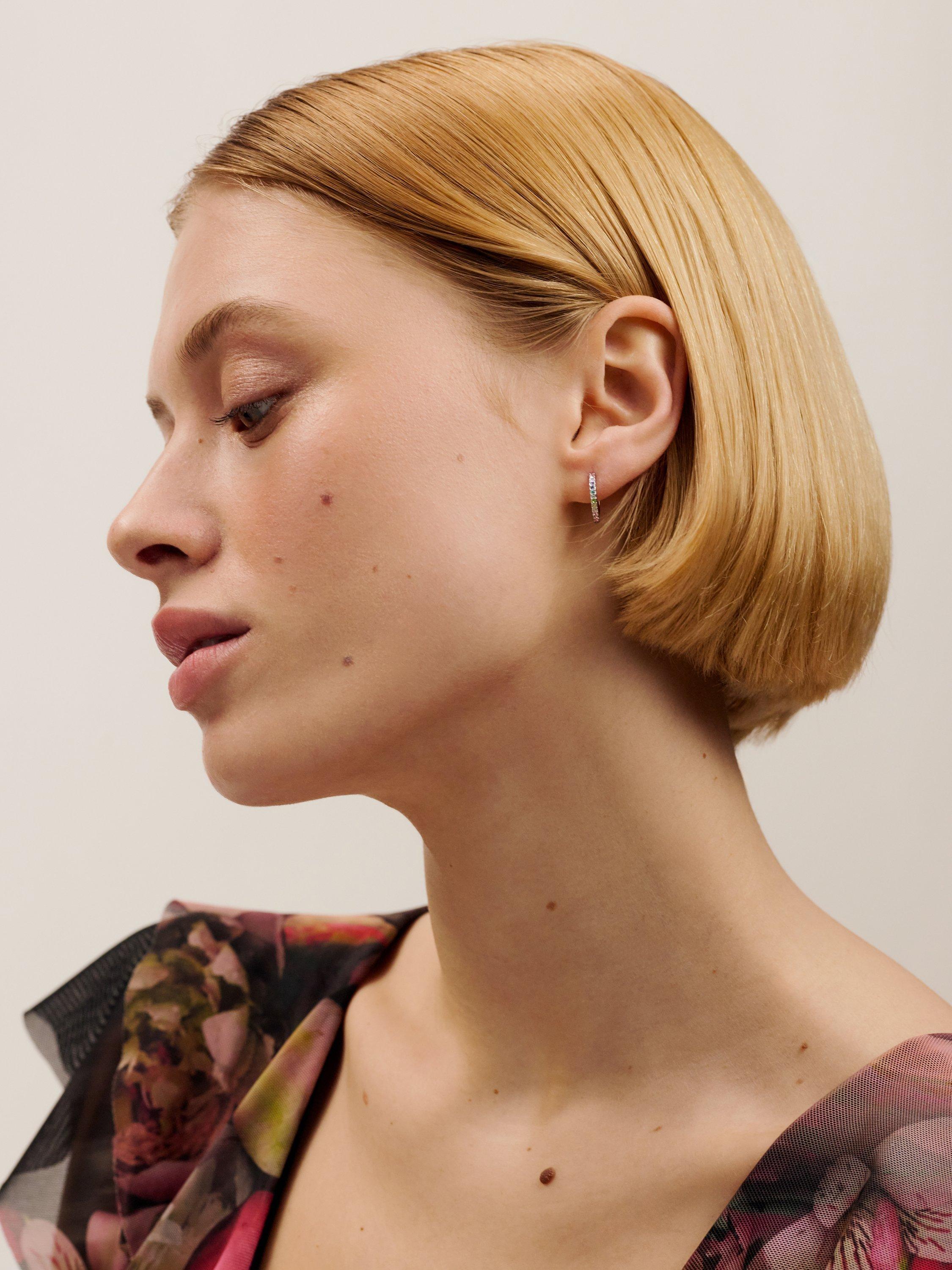 Product image 5 of 5, which shows Ted Baker Heplie Crystal Hoop Earrings, Multi/Silver