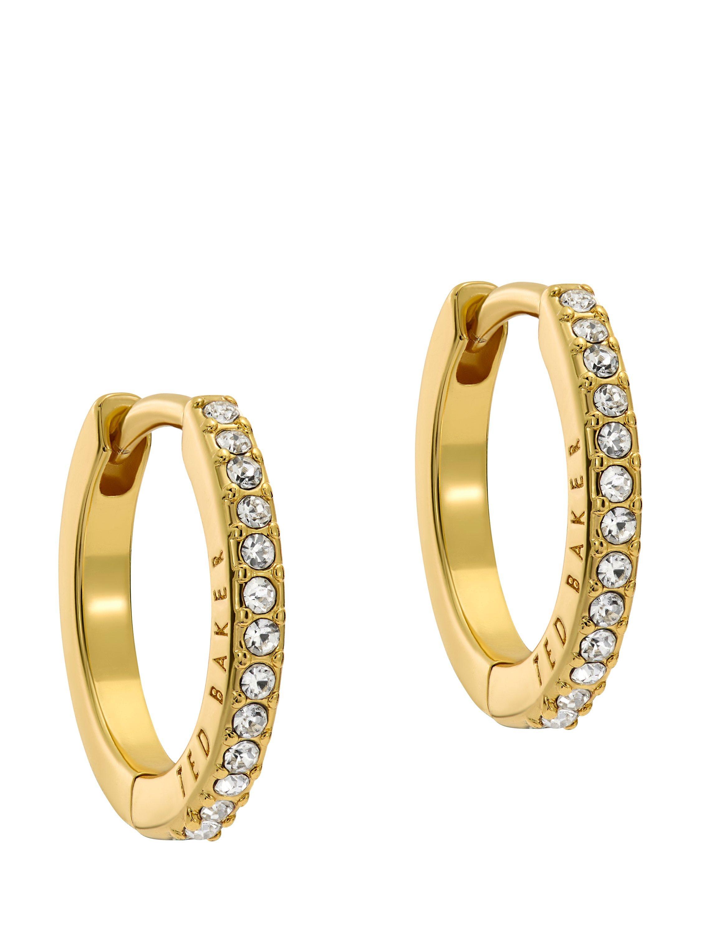 Product image 1 of 5, which shows Ted Baker Heplie Crystal Hoop Earrings, Gold
